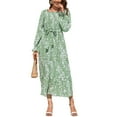 thumbnail image 3 of Miyanuby Women's Long Sleeve Maxi Dresses Square Neck Floral Boho Fall Casual Smocked Dress, 3 of 7