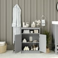 thumbnail image 3 of Emma + Oliver Bathroom Storage Cabinet Organizer with Adjustable In-Cabinet Shelf, Two Magnetic Closure Doors, and Upper Open Shelf in Gray, 3 of 11