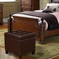thumbnail image 2 of Adeco Brown Bonded Leather Square Tufted Storage Ottoman Footstool 18", 2 of 5