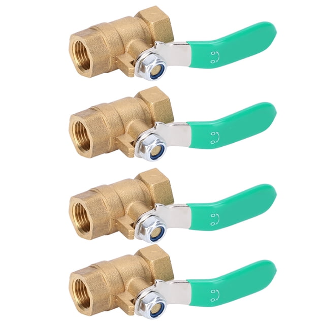 Válvula de bola de rosca hembra de 1/4 pulg., 4 unidades, latón grueso, interruptor de cierre de drenaje, tubería de agua, sistema de plomería