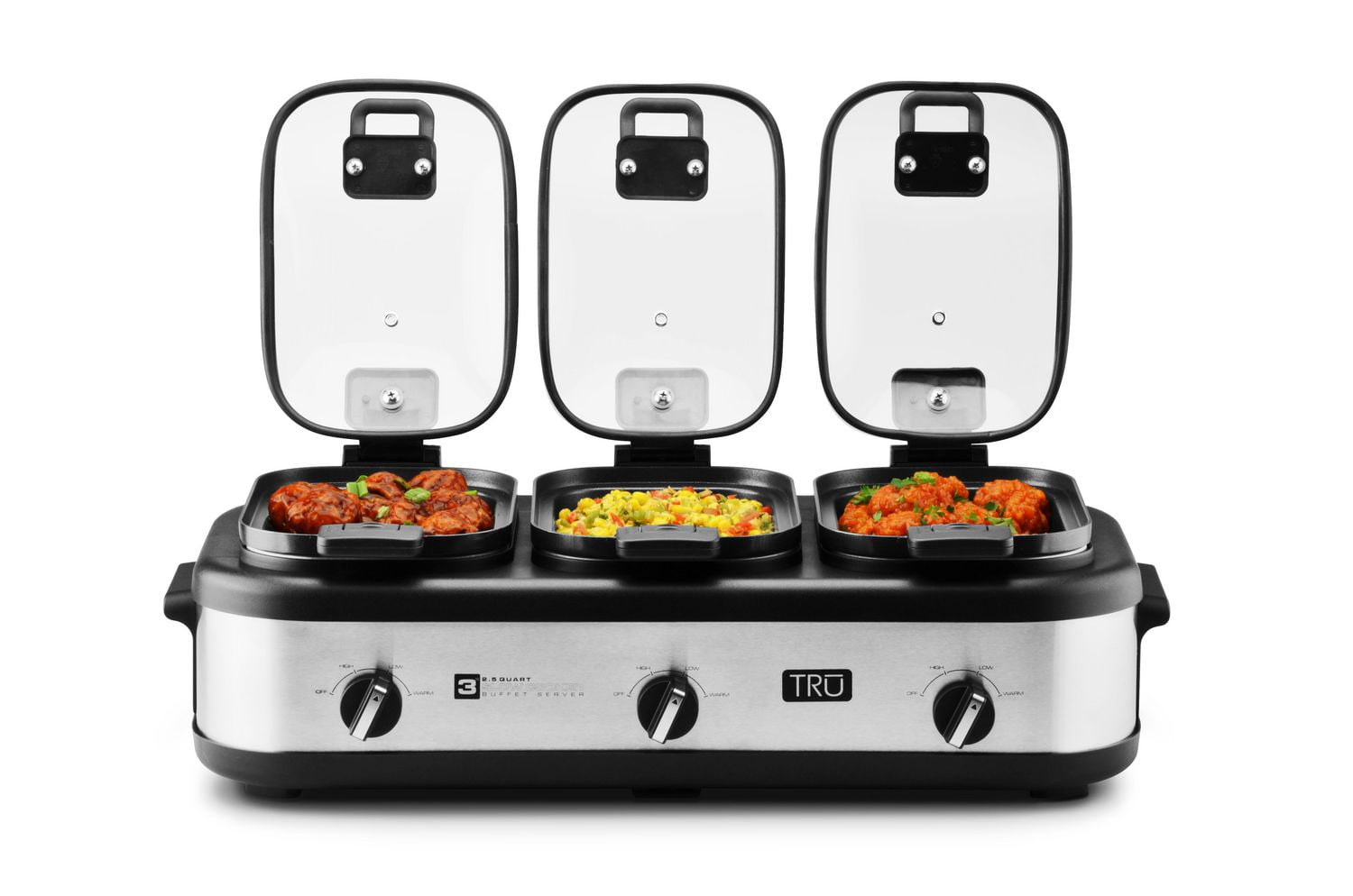 TRU Triple Slow Cooker with Locking Lids