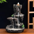 thumbnail image 3 of SPACEKEEPER Waterfall Monk Backflow Incense Burner Mountain Tower Incense Holders with 120 Backflow Incense Cones + 30 Incense Stick for Home Office Yoga Aromatcherapy Ornamen, Stone Brown, 3 of 7