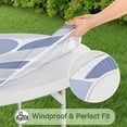 thumbnail image 2 of 44in Round Tablecloth with Elastic Edge, Waterproof Fitted Table Cover for 36-44" Tables, Boho Theme Polyester Reusable Table Cloths Wipe Clean for Picnic, Dining, Outdoor Use and Party Decor, 2 of 7