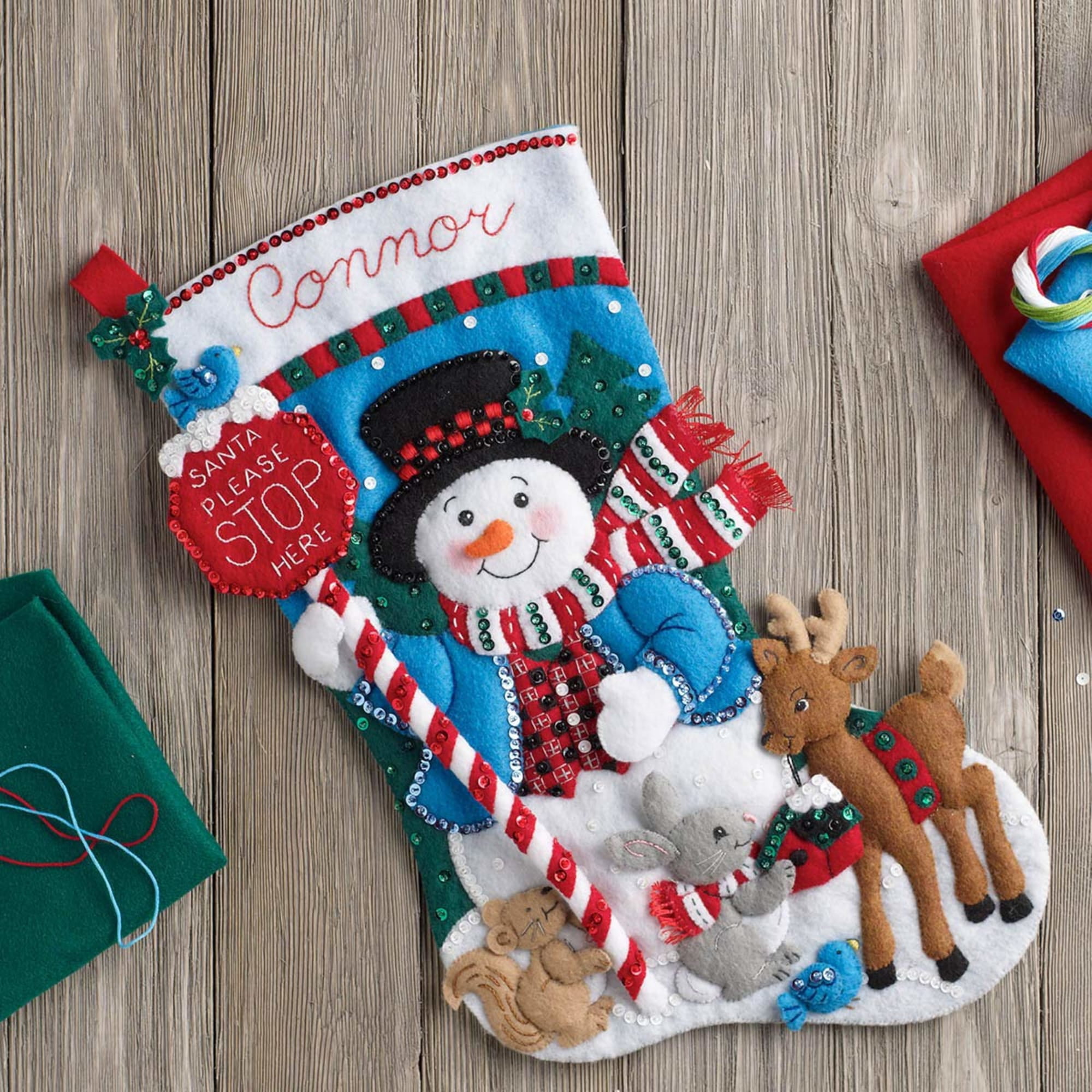 Bucilla Santa Stops Here 18 in Multicolor Felt Stocking Kit