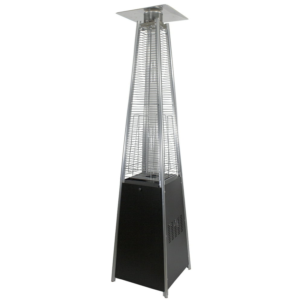Pyramid Glass Tube Outdoor Gas Patio Heater, 44,000 BTU Black Finish