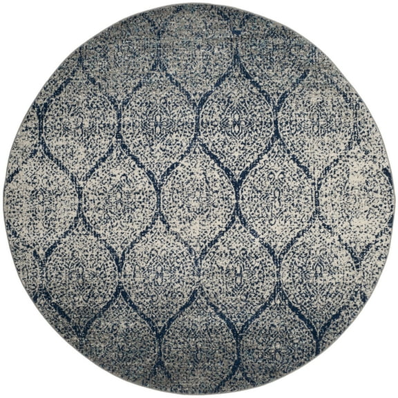 SAFAVIEH Madison Leighton Geometric Area Rug, Navy/Silver, 10' x 10' Round