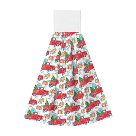 

Lukts Watercolor Red Truck And Fir Tree for Coral Fleece Velcro Towel Suitable for Bathroom Kitchen Hanging Absorbent Towel Household Items