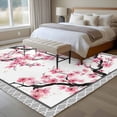 thumbnail image 4 of Large Area Rugs for Living Room Bedroom, Spring Pink Flowers 5'x8' Rug Washable Carpet Runner Indoor Outdoor, Botanical Peach Blossoms Floral Non Slip Floor Mats Rug for Kitchen, Bathroom, 4 of 8