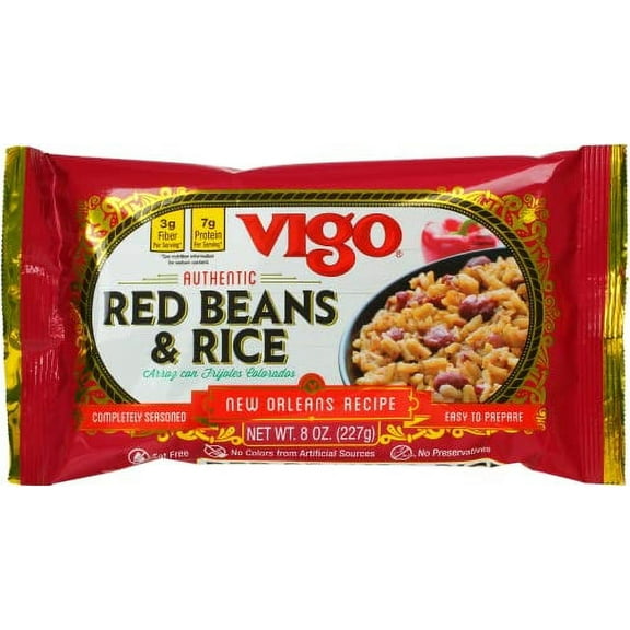 Vigo Authentic Red Beans & Rice, Low Fat, 8oz (Red Beans & Rice, Pack of 4)
