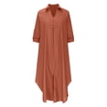 thumbnail image 6 of Dresses for Women 2023 Summer Fashion Spring/ V-neck 3/4 Sleeve Cotton Linen Maxi Long Dress for Wedding Guest Graduation on Clearance, 6 of 6