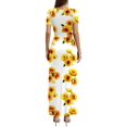 thumbnail image 3 of JuneFish Women Casual Short Sleeve Deep V Neck Pleated Maxi Long Dress with Pockets, 3 of 5