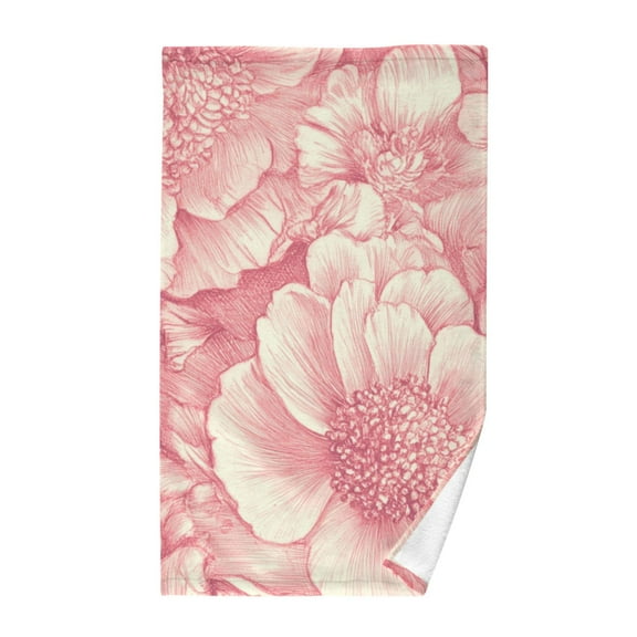 Pink Peonies Elegant Pure Cotton Bath Towel Hand Towel 1 Piece for Pool Beach Gym 16" x 28"