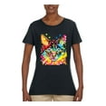 thumbnail image 2 of Wild Bobby Dean Russo Colorful Blue Eyes Cat Cat Lover Women Graphic Tee, Black, Small, 2 of 5