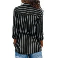 thumbnail image 4 of hgsbede Button Down Shirts for Women Casual Striped Printing Long Sleeve V-Neck Blouse Tops, 4 of 7