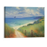Creowell Canvas Wall Art - Path Through The Corn at Pourville Poster - Oil Painting Reproduction - Landscape Painting Impressionism Cool Wall Decor for Living Room Bedroom Office 20x16 Inch