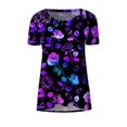 thumbnail image 4 of hoksml Vêtements d'Automne pour Femmes 2022 Mode Grande Taille Femme Décontractée Col Rond Imprimé Blouse Manches Courtes T-Shirt Tunique d'Été Hauts Liquidation, 4 of 5
