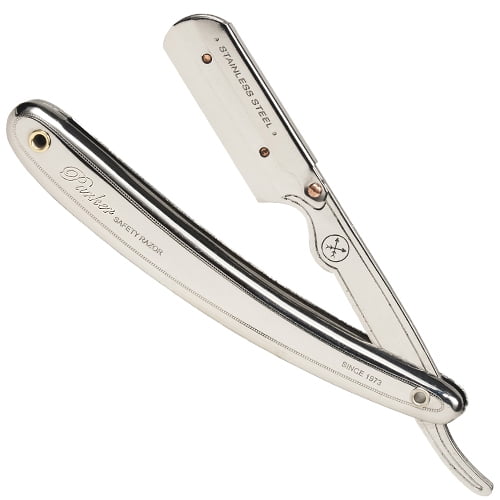 Parker SR1 Stainless Steel Straight Edge Barber Razor and 5 Shark Super Stainless blades