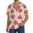 thumbnail image 3 of Vsdgher Hand Drawn Watermelon Print Men's Wrinkle Free Untucked Cuban Shirt Business Casual Button Down Shirts Short Sleeve Shirt, 3 of 7