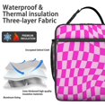 thumbnail image 2 of Pink Wavy Checkered Pattern Insulated Lunch Bag for Men Women,Waterproof Lunch Box for Work,Picnic or Travel,Thermal Insulation,10.63x9.06x3.54 Inches, 2 of 5