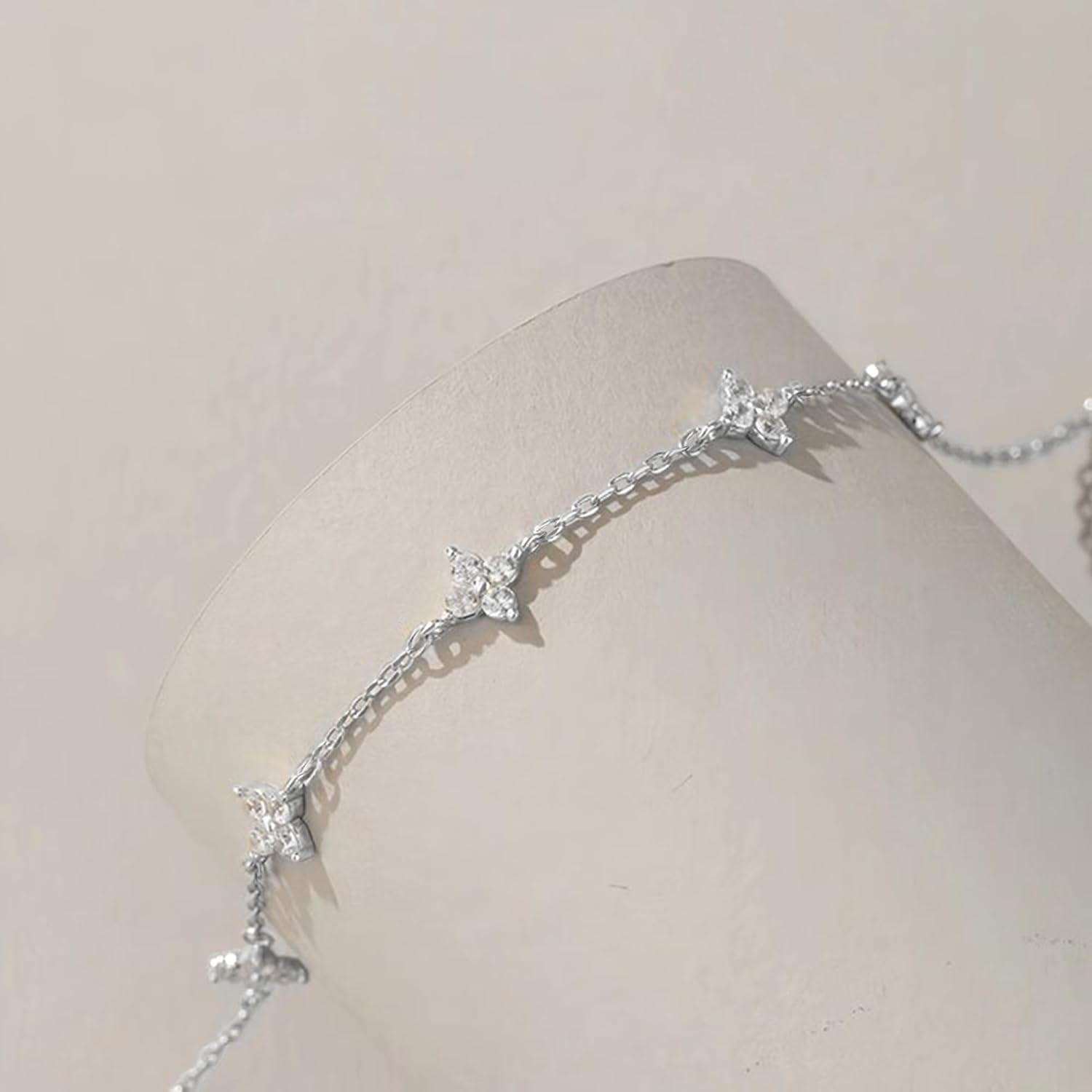 Lucky Leaf Necklace for Women 925 Sterling Silver Trendy 14K Gold Plating Layered Cute White CZ Flowers Pendant Choker Necklaces to Daughter Mom Minimalist Stackable Chain Wedding Prom Brides Jewelry