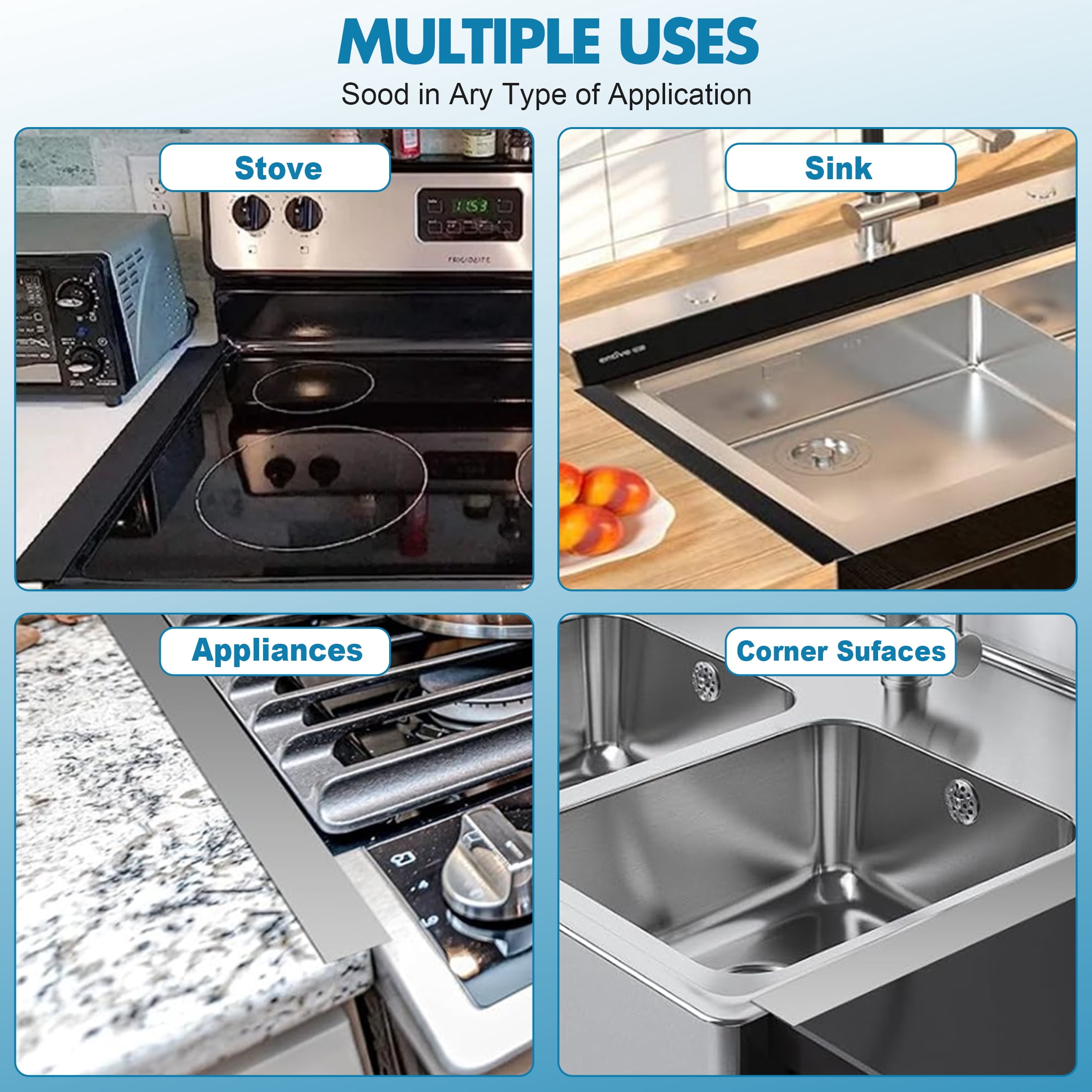 Stainless Steel Stove Gap Covers, T Shaped Stove Gap Filler for Kitchen Stove and Countertop Length 13.8" to 27.6" -2 Pack