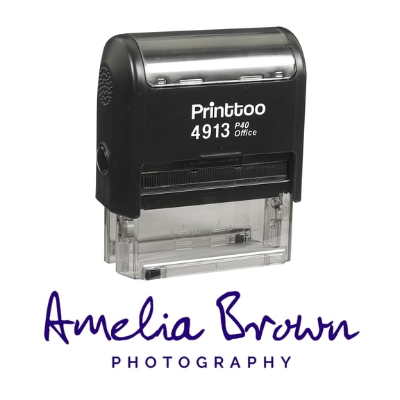 Printtoo Personalized Violet Self Inking Custom Signature Stamp Custom Rubber Stamper-58 x 22 mm