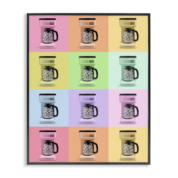 Stupell Industries Disco Coffee Maker Collage Black Framed Giclee Art, design by LISH Creative