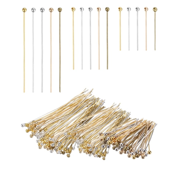 Uxcell 0.8/1.2/1.6Inch Ball Pins, Jewelry Making Headpins Straight Pins Findings Bendable for DIY Craft Bracelet Necklace Earring Pendant Making Supplies-600Pcs(Mixed Colors)