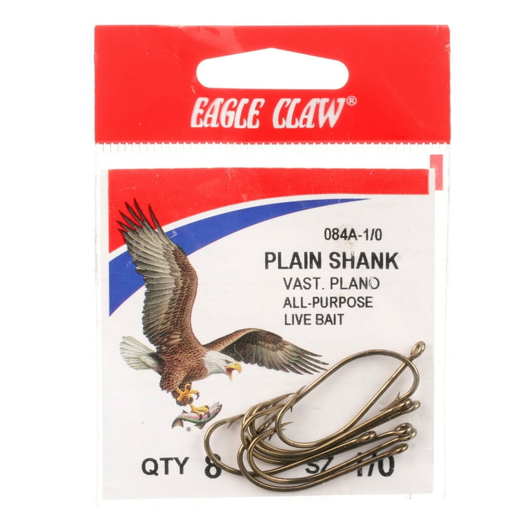 Eagle Claw 084AH-1/0 Straight Shank Baitholder Hook, Bronze, Size