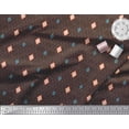 thumbnail image 2 of Soimoi Brown Cotton Jersey Fabric Diamond Geometric Print Fabric by the Yard 58 Inch Wide, 2 of 3