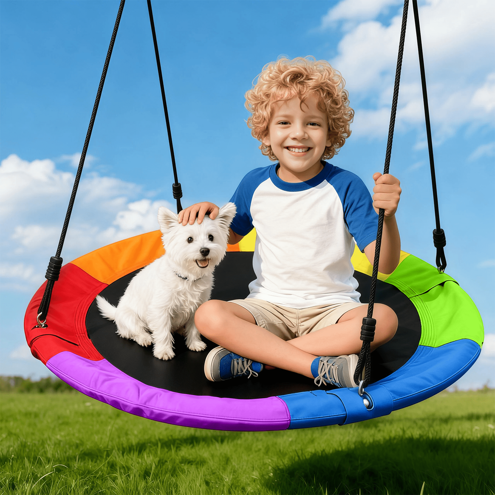 Saucer Swing with Stand, 330lb, Indoor/Outdoor Kids Swing Set