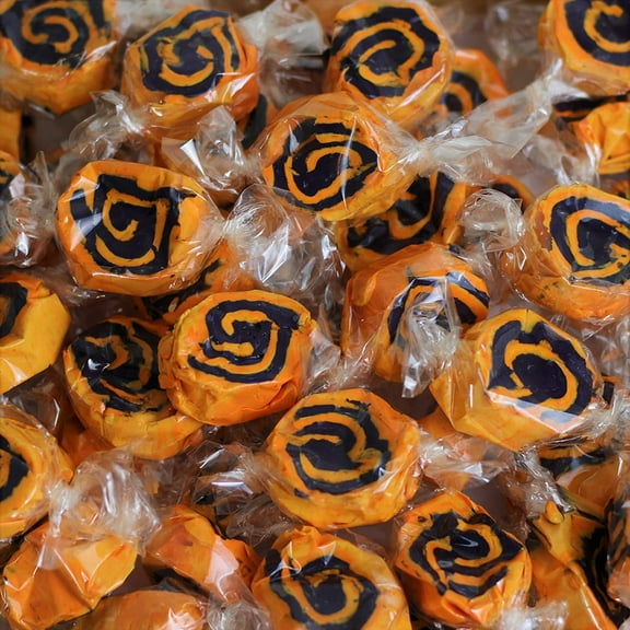 Orange Cream Taffy Chews by It's Delish- 1 lb Bulk Bag - Individually Wrapped Gourmet Soft Fluff Taffy - Perfect Trick or Treat Candy for Orange Themed Parties, USA Made & Kosher