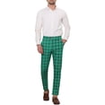 thumbnail image 2 of Pantalones de vestir de cuadros para hombres Inspire Chic, corte slim, pantalones de negocios a rayas 28 verde negro, 2 of 6