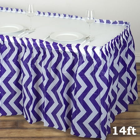 BalsaCircle 2 pcs 14 feet x 29-Inch Plastic Chevron Banquet Table Skirt - Wedding Party Trade Show Booth Events (Best Trade Show Booths Ever)