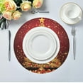 thumbnail image 5 of GZHJMY Golden Christmas Tree Round Placemats 15.4in, Washable Heat Resistant Table Mats for Dining Tables Kitchen Wedding Party Decoration Plate Mats Set of 4 Table Mat, 5 of 7