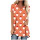 thumbnail image 2 of Puntoco Blusa de cuello en V con mangas raglán cortas y espalda larga con estampado navideño informal a la moda para mujer, 2 of 5