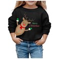 thumbnail image 3 of Crewneck Sweatshirt Kids Christmas Print Pullover Crew Neck Long Sleeve Hoodless Sweatshirt Black 4-5 Years, 3 of 4