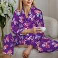 thumbnail image 6 of Pofeuu Bright Butterflies Print Womens Pajamas Set Long Sleeve Sleepwear Button Down Nightwear Soft Pj Lounge Sets Button Down Pajamas Women-XX-Large, 6 of 7