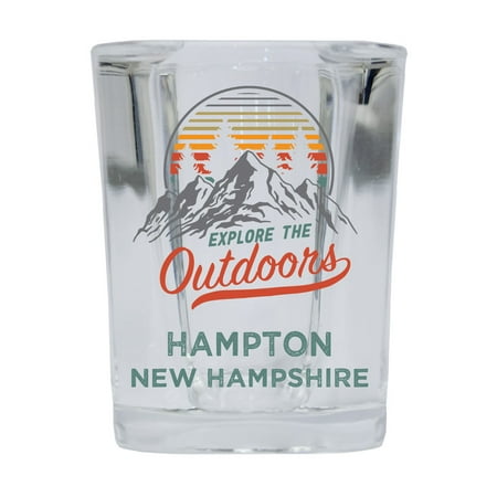 

Hampton New Hampshire Explore the Outdoors Souvenir 2 Ounce Square Base Liquor Shot Glass 4-Pack