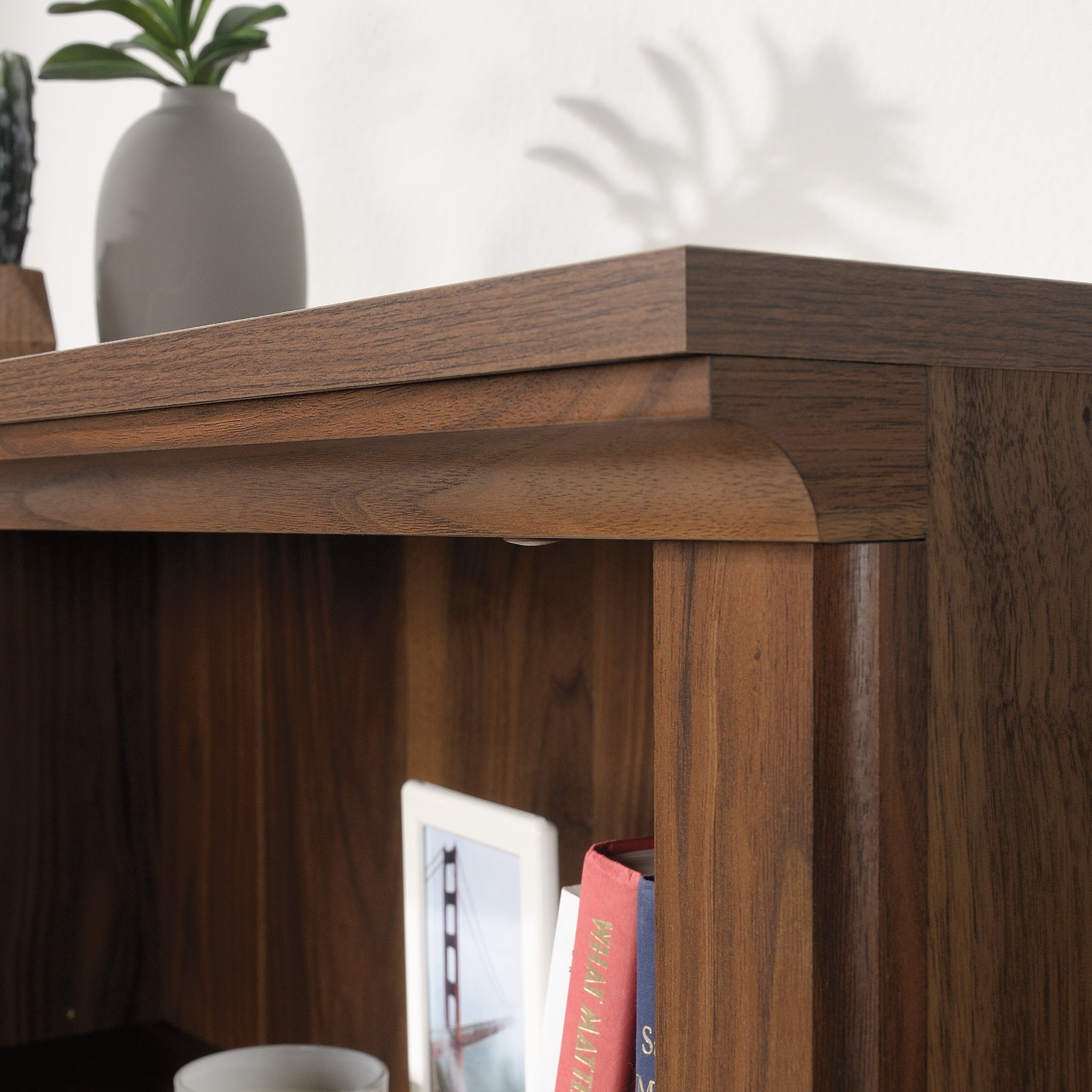 Sauder Engineered Wood 3-Shelf Bookcase in Grand Walnut Finish