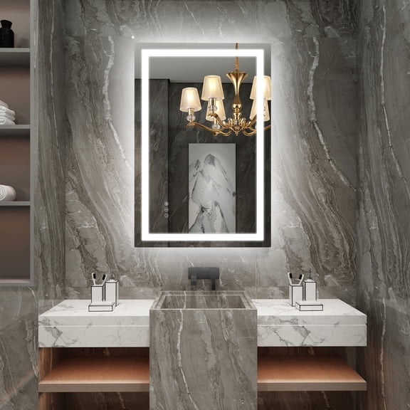 SUMERAIN 24 x 36 Inch LED Lighted Bathroom Mirror for Wall, Anti-Fog Smart Lighted Vanity Mirror with 3 Color Temperatures, Dimmable Brightness & Tempered Glass, ETL Listed