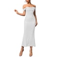 thumbnail image 3 of Vestido Maxi con Hombros Descubiertos, Corsé Fruncido, Ajustado, Vestidos Formales para Invitadas de Boda para Mujeres S, 3 of 8