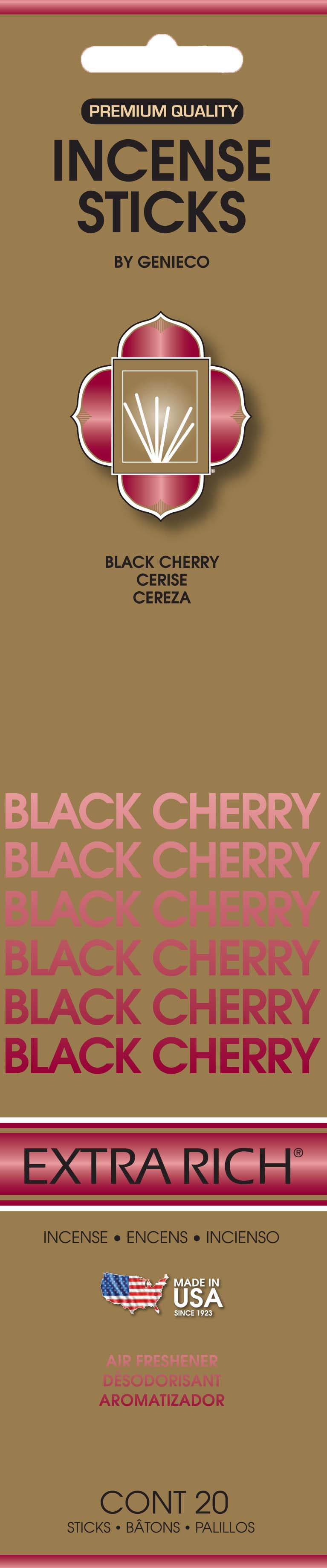 Genieco 20ct Extra Rich Incense Stick: Black Cherry