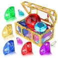thumbnail image 1 of 10 diamantes grandes de colores engastados con caja de tesoros pirata Juego de juguetes de buceo con gemas para natación de verano Regalos QBO, 1 of 5