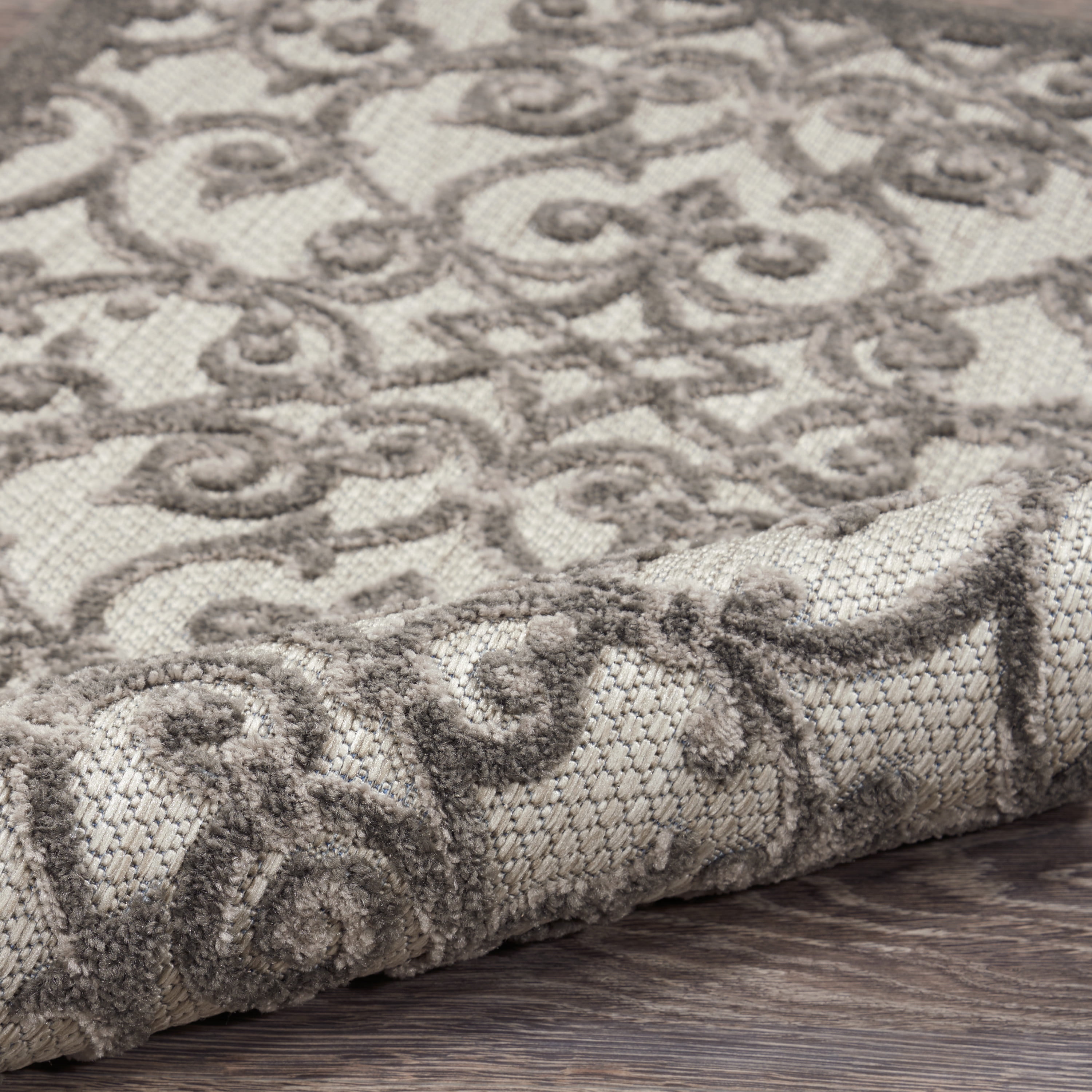Nourison Aloha Indoor/Outdoor Grey/Charcoal 3'6" x 5'6" Area Rug, (4x6)