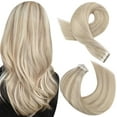 thumbnail image 1 of Moresoo Tape in Hair Extensions Human Hair 14 Inch Ash Blonde Highlight with Blonde Hair Extensions Tape in Human Hair Seamless Tape in Extensions Human Hair #P18/613 20 Pieces 40 Grams, 1 of 9