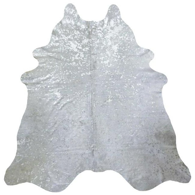 HomeRoots 334420 Silver Devore on White Brazilian Cowhide Rug