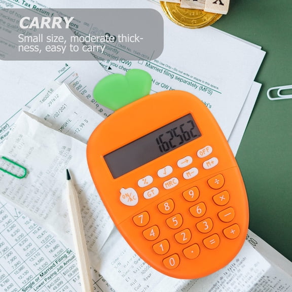 Toyandona 12-Digit Accounting Calculator with Comfortable Keys and Large Display, Orange Design for Office and School Use