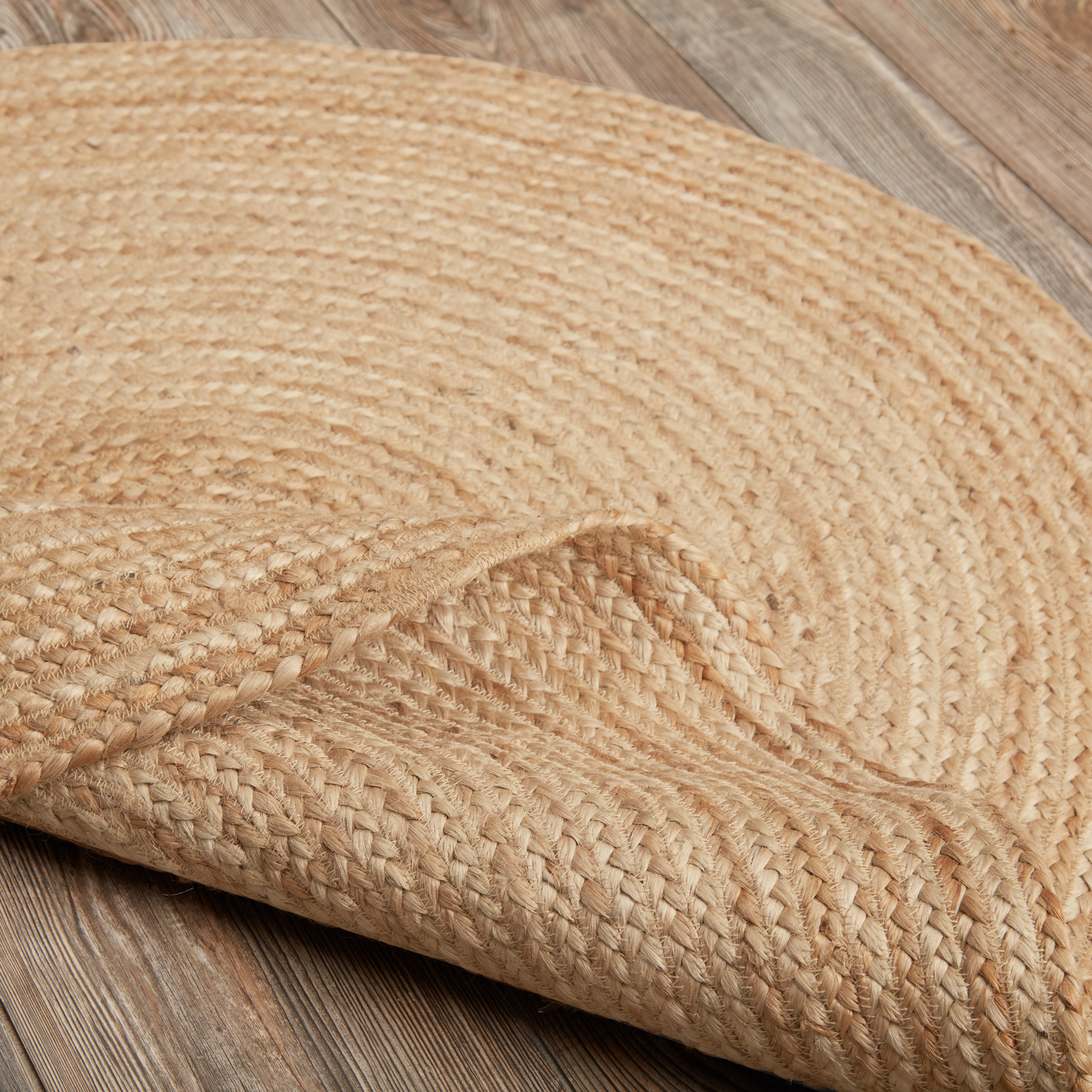 VHC Brands Farmhouse Coastal Flooring Harlow Natural Jute Area Rug w/Non-Slip Pad- 3' Round, Tan