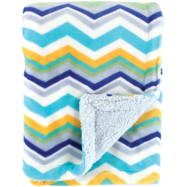 Hudson Baby Plush Blanket with Sherpa Backing Blue